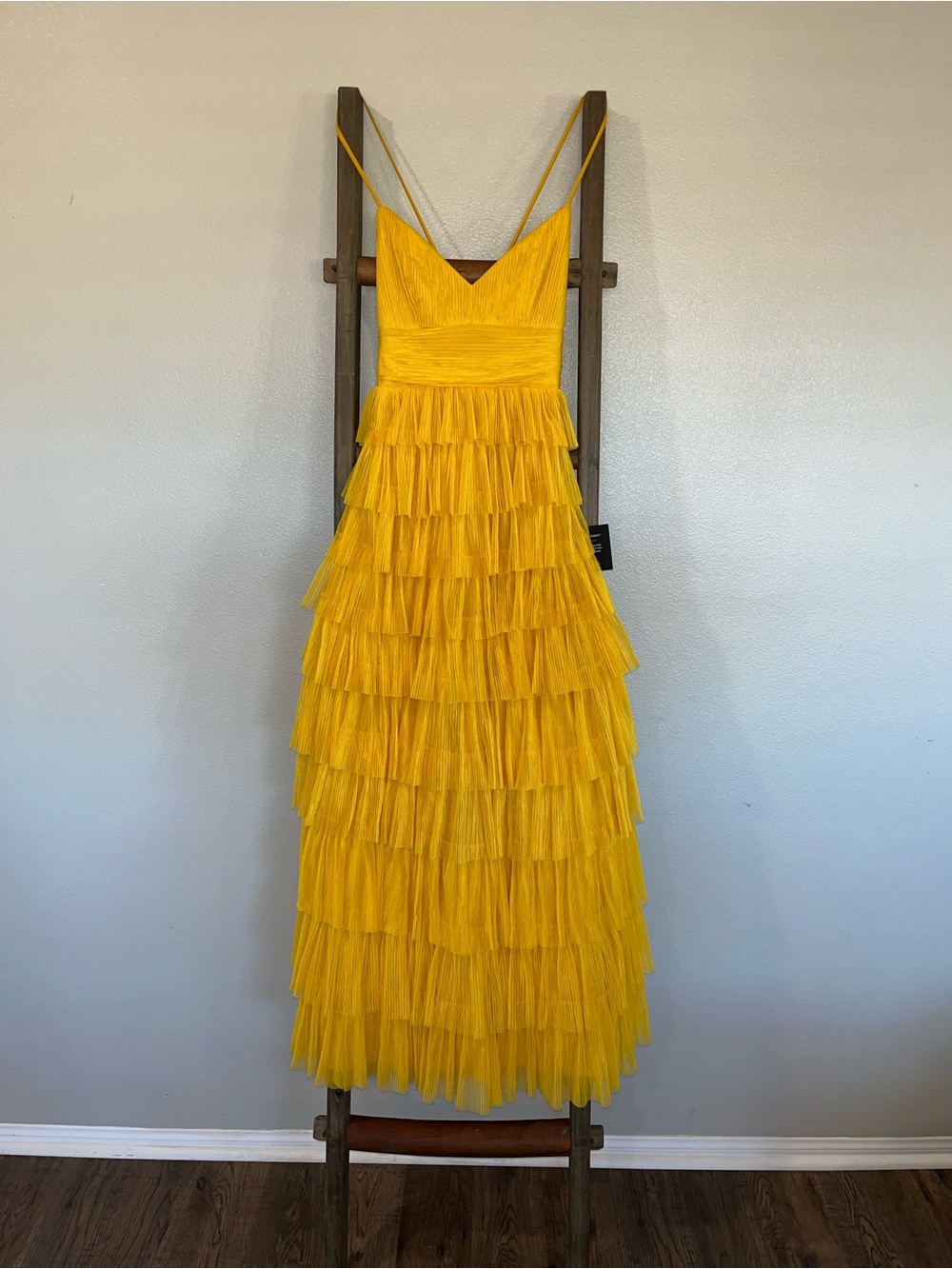 Lulu's Bright Yellow Tiered Tulle Maxi Dress